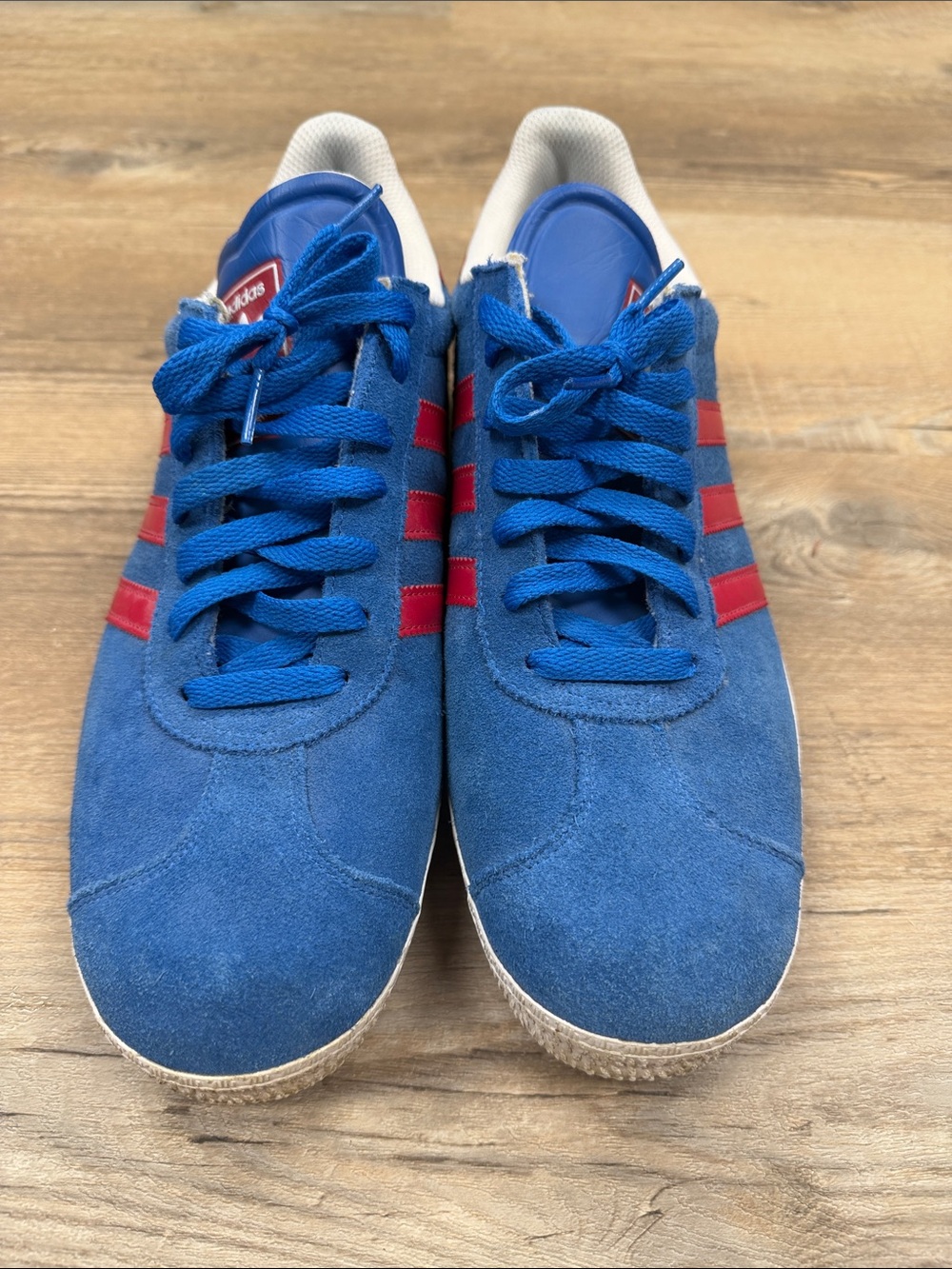 adidas Blue Suede Sneakers with Red Stripes